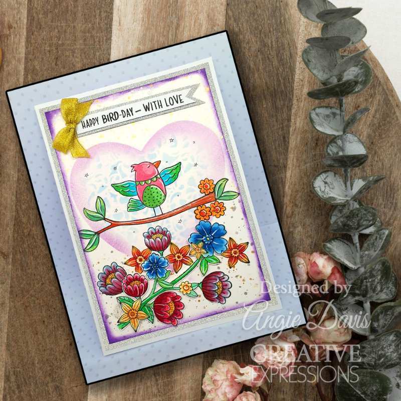 Jane’s Doodles Birdsong Blooms 6 in x 8 in Clear Stamp Set