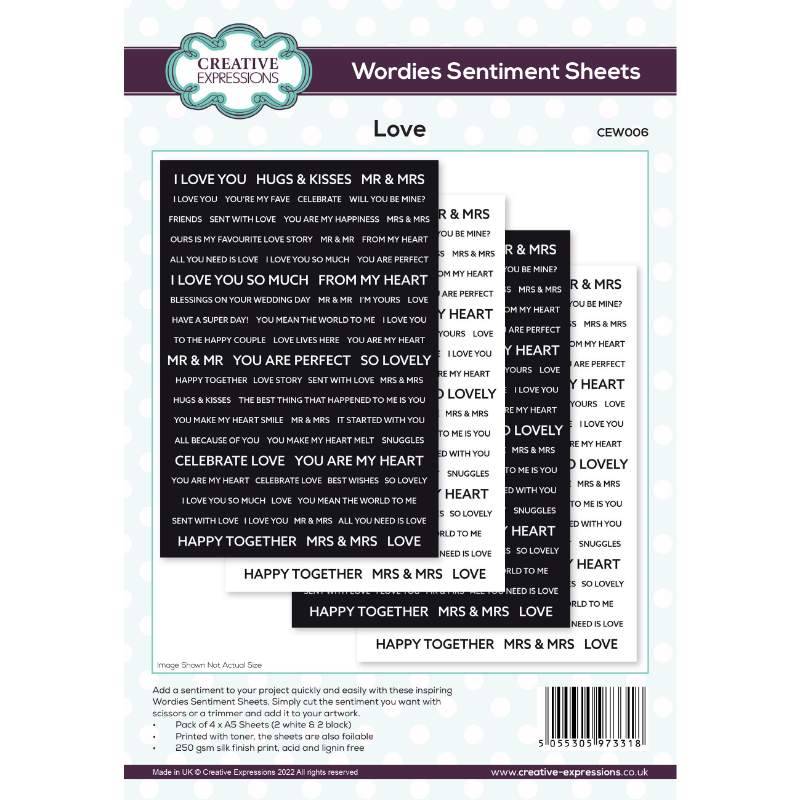 Wordies Sentiment Sheets – Love Pk 4