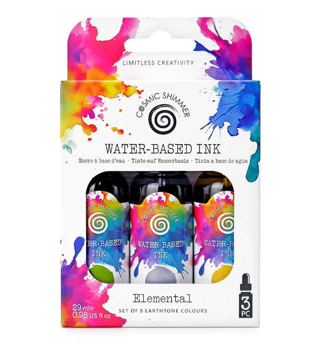 Cosmic Shimmer Elemental Water-Based Inks, Set of 3 Earthtone Colours