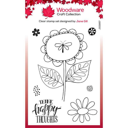 Woodware/Jane Gill - Clear Singles Petal Doodles Happy Thoughts Stamp Set