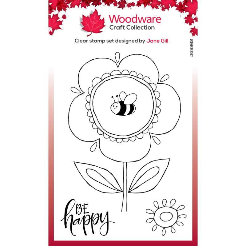 Woodware/Jane Gill  Clear Singles Petal Doodles Be Happy Stamp Set