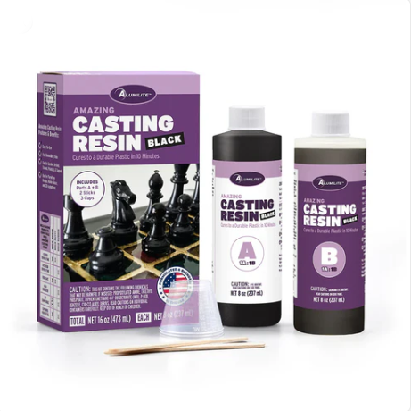 Alliblute Amazing Casting Resin Black kit with two bottles and a box on a white background