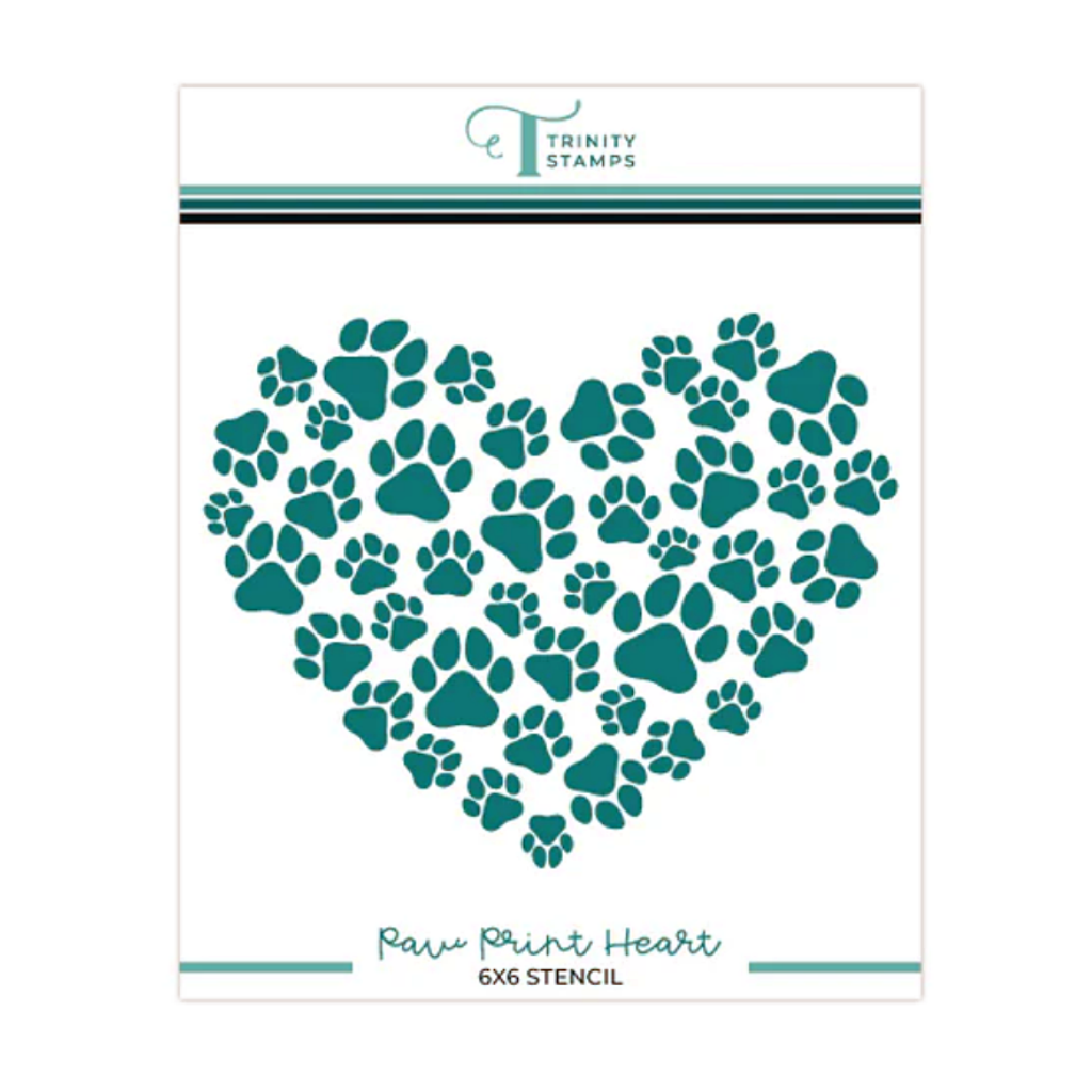 Paw Print Heart 6x6 Stencil