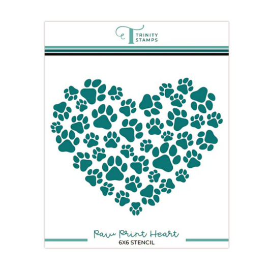 Paw Print Heart 6x6 Stencil