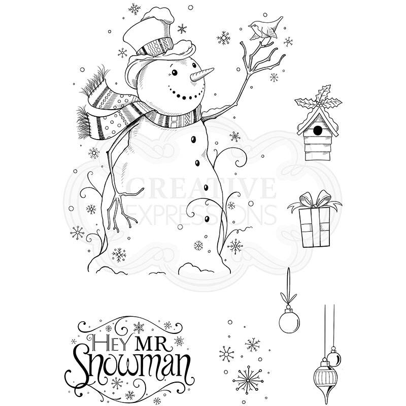 Hey Mr Snowman 6 in x 8 in Clear Stamp