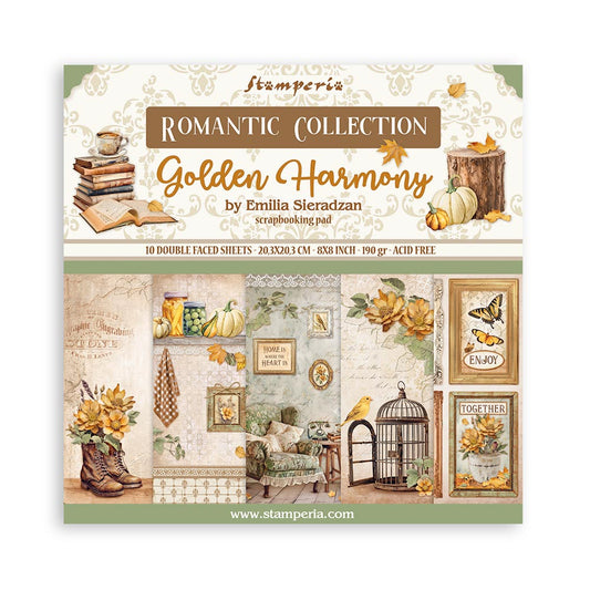 Golden Harmony Scrapbooking Small Pad 10 sheets (8"X8")