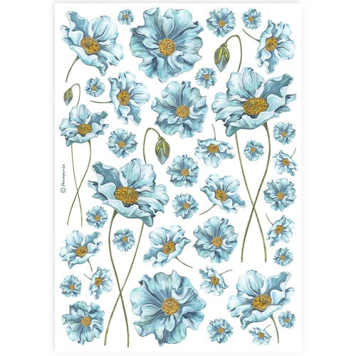 Blue Flowers A4 Rice paper