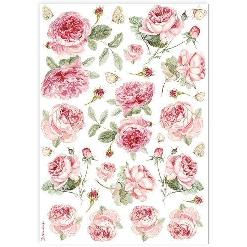 English roses pattern A4 Rice paper