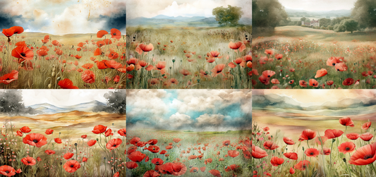 Poppy Fields 4 x 6 Postcard set Digital Download