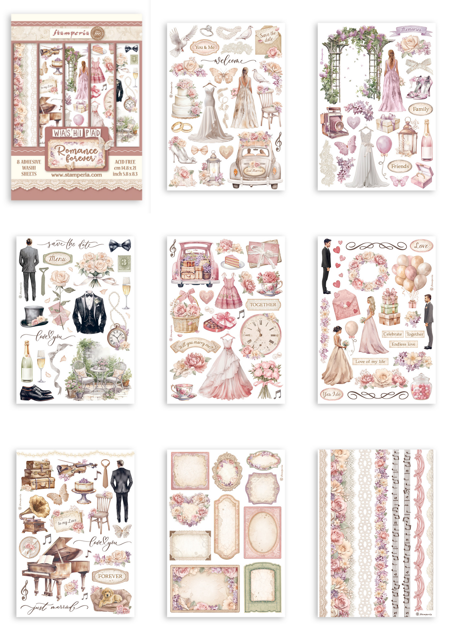 Romance Forever Washi pad 8 sheets A5
