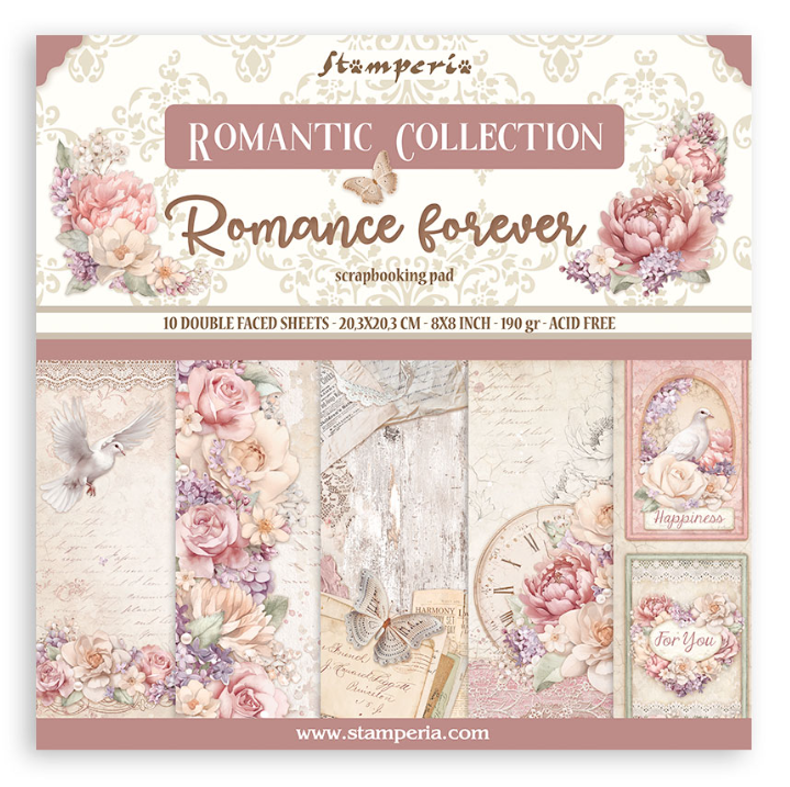 Romance Forever 8 x 8 pad - Stamperia