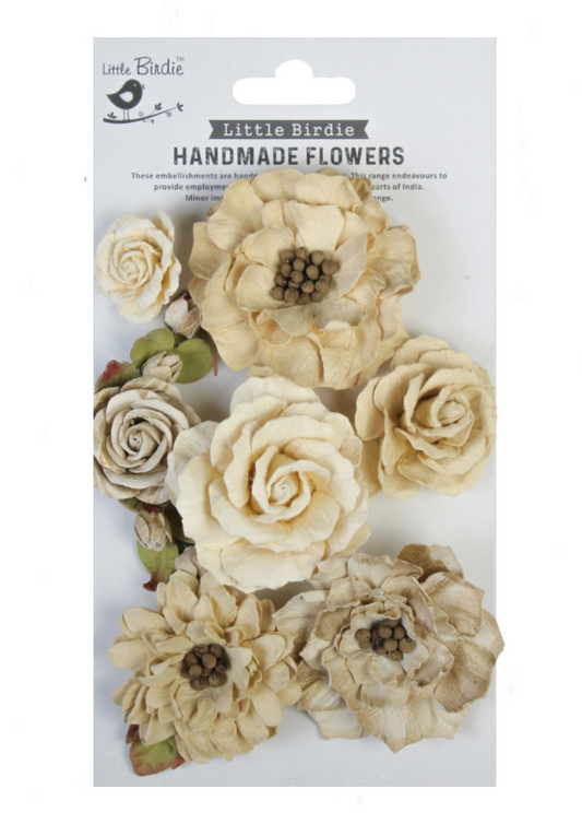 Little Birdie Lolita Earthy Moss Paper Flowers 7/Pkg