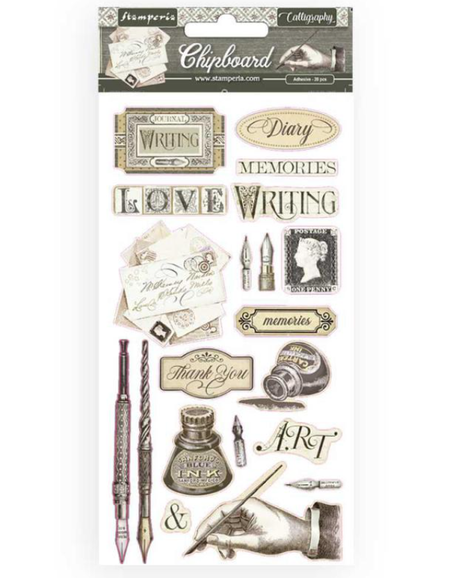 Chipboard cm 15x30 - Calligraphy