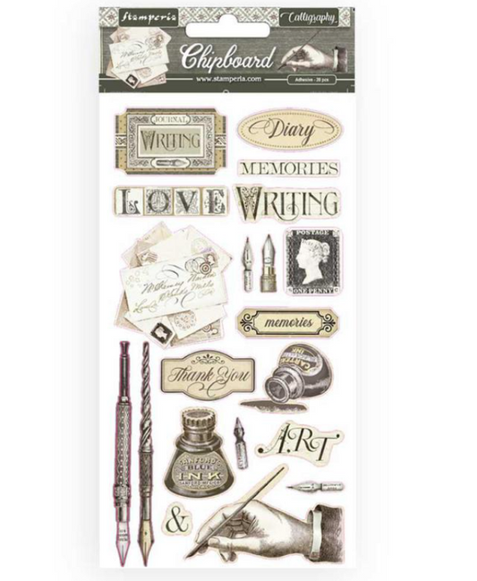 Chipboard cm 15x30 - Calligraphy