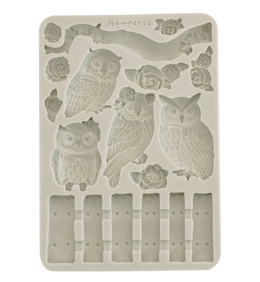 Silicon mould A5 - The Owl's House owls and branch