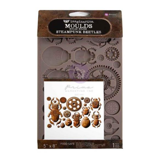 Finnabair Decor Moulds 5"x8"x8mm - Steampunk Beetles