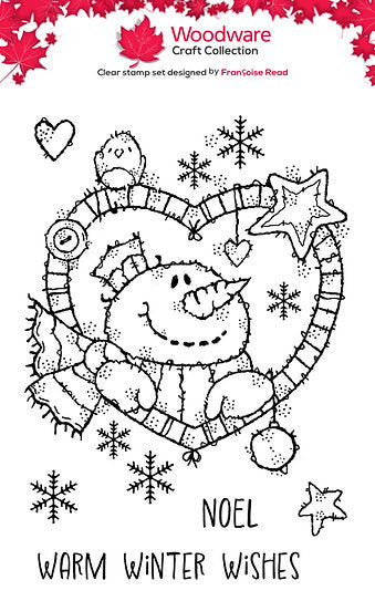 Woodware Snowman Heart A6 Clear Stamp Set by Françoise Read