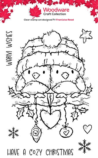 Woodware Woolly Hat Robins A6 Clear Stamp Set by Françoise Read