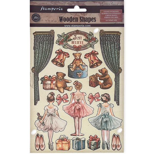 The Nutcracker ballet and teddy - Colored Wooden shape A5