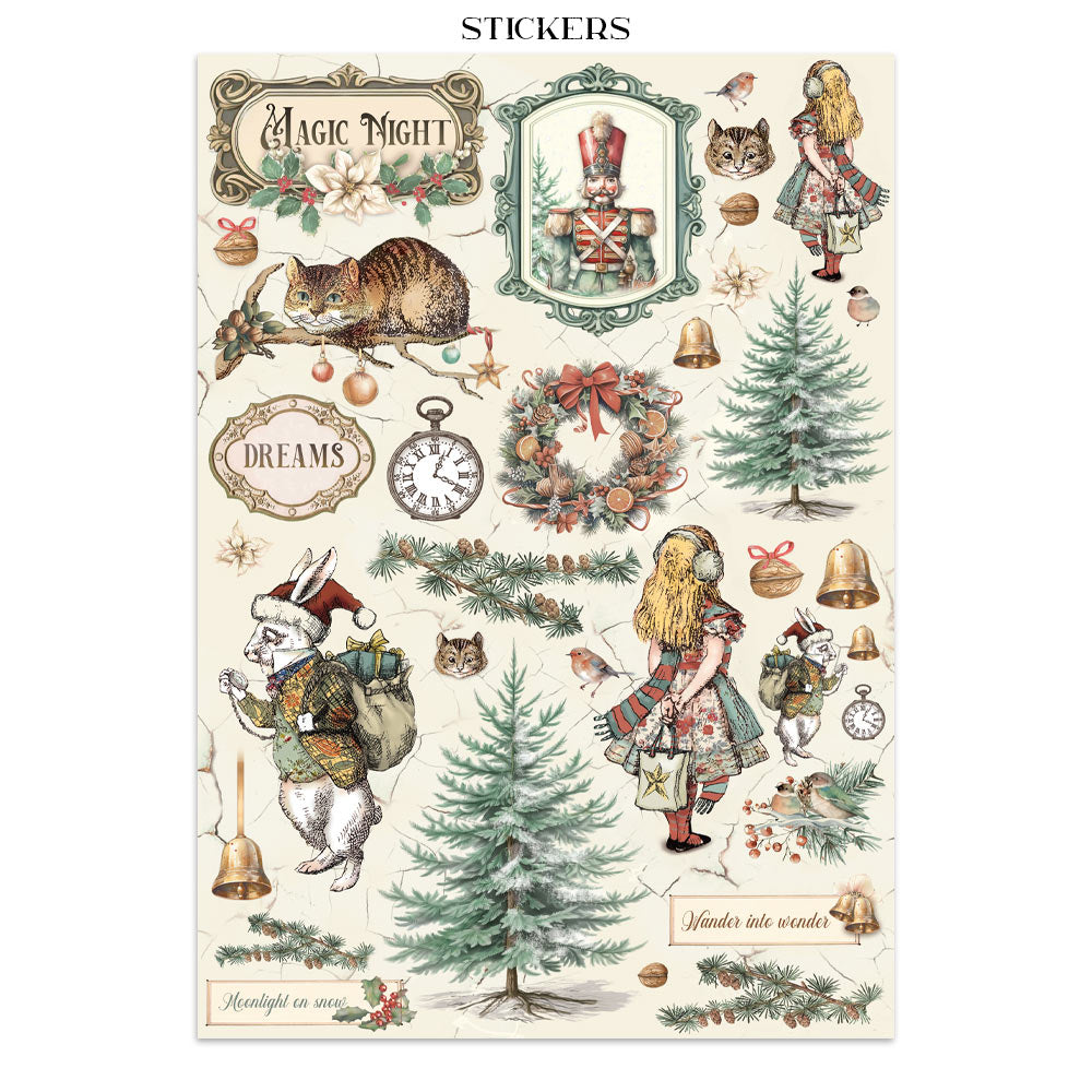 Alice in Christmas -Junk journal stickers, cut-outs, backgrounds