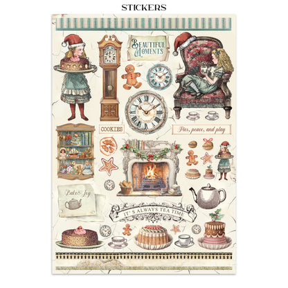 Alice in Christmas -Junk journal stickers, cut-outs, backgrounds