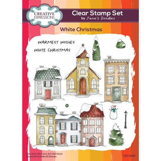 Jane’s Doodles White Christmas 6 in x 8 in Clear Stamp Set